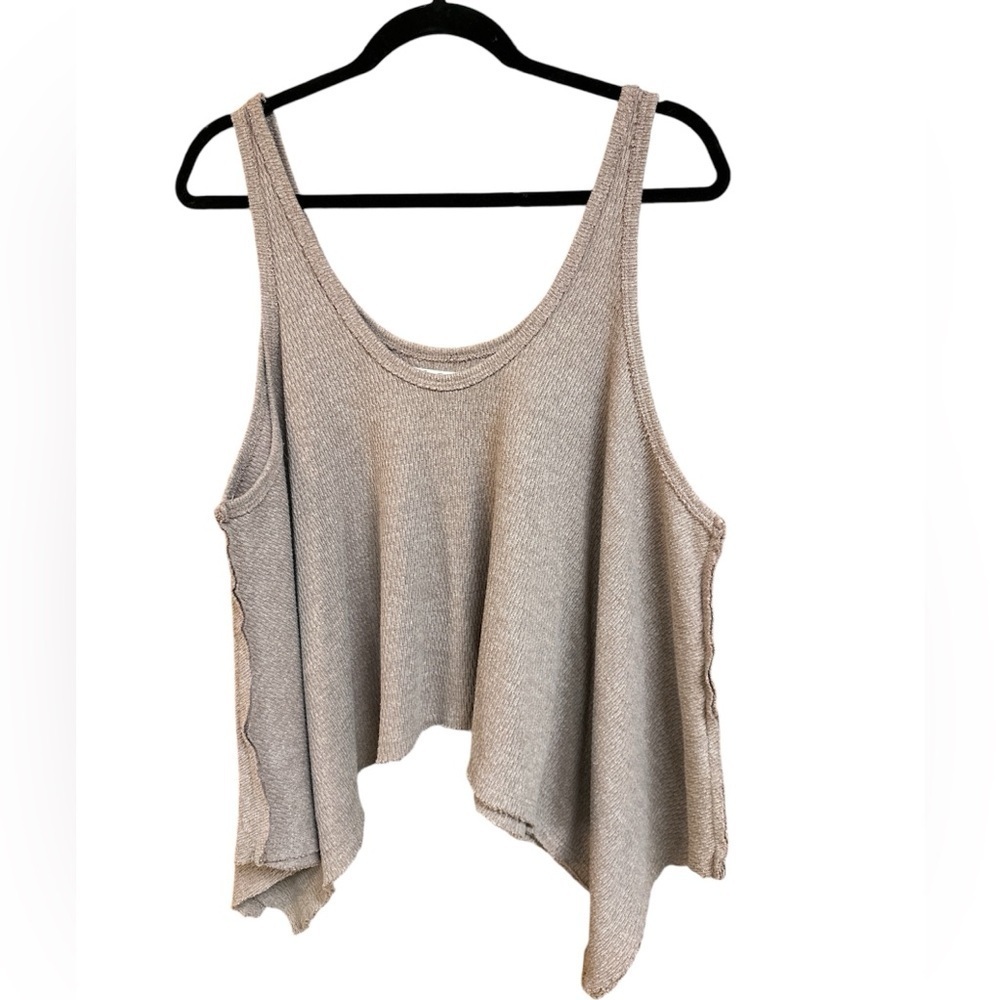 We The Free Open Sides Oversized Knit Plum Cropped Tank Ribbed Knit EUC Medium